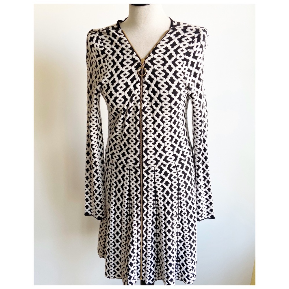 INC V Neck Long Sleeve Zipper Sweater Dress